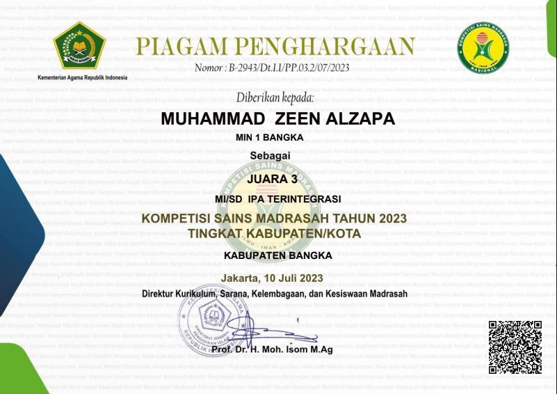 Prestasi Siswa MIN 1 Bangka Tahun 2023, Ukir Kebanggaan di Ajang KSM