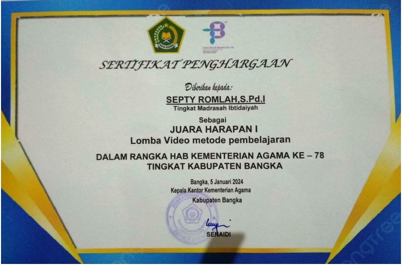 Prestasi Pendidik dan Tenaga Kependidikan MIN 1 Bangka, Wujud Dedikasi dalam Dunia Pendidikan