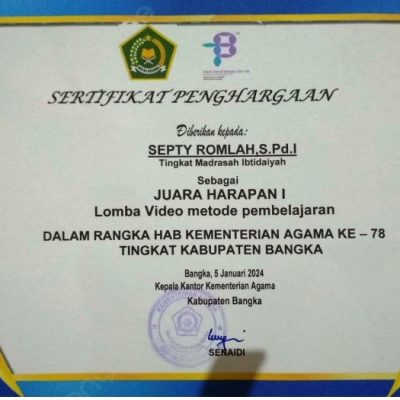Prestasi Pendidik dan Tenaga Kependidikan MIN 1 Bangka, Wujud Dedikasi dalam Dunia Pendidikan
